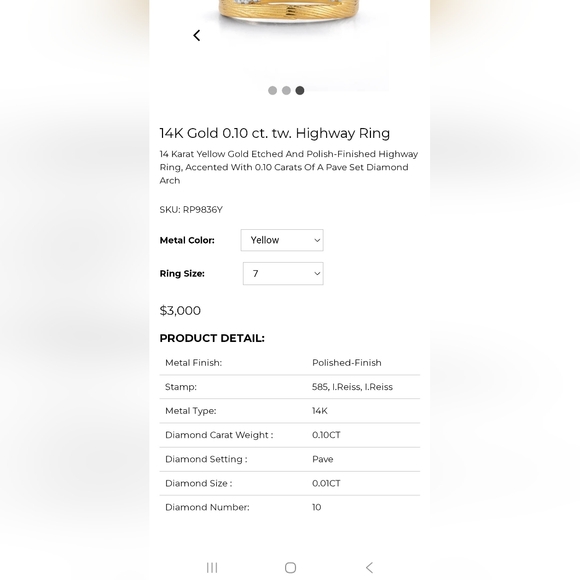 I.Reiss 14K Gold 0.10 ct. tw. Highway Ring, size 7 - Picture 2 of 16